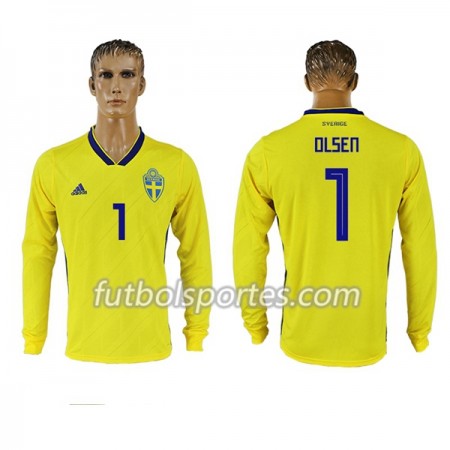 Camisetas Suecia Olsen 1 Primera Equipacion Mundial 2018 Manga Larga